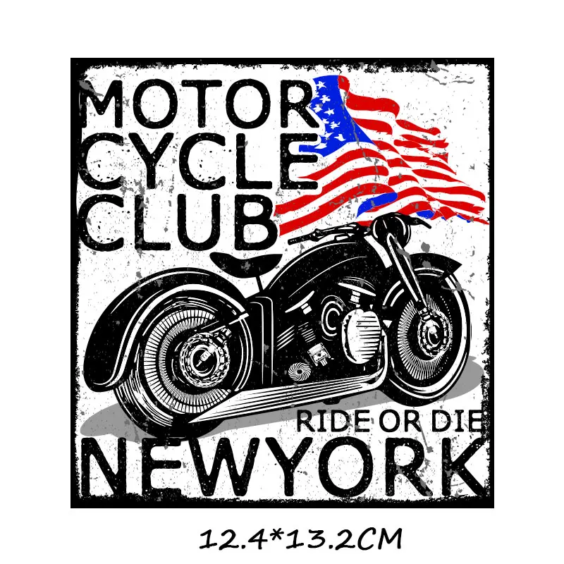 Punk Rock Biker Patch Stripes New York Motorcycle Club Iron on Transfers for Clothing Thermoadhesive Patches Stickers Letters