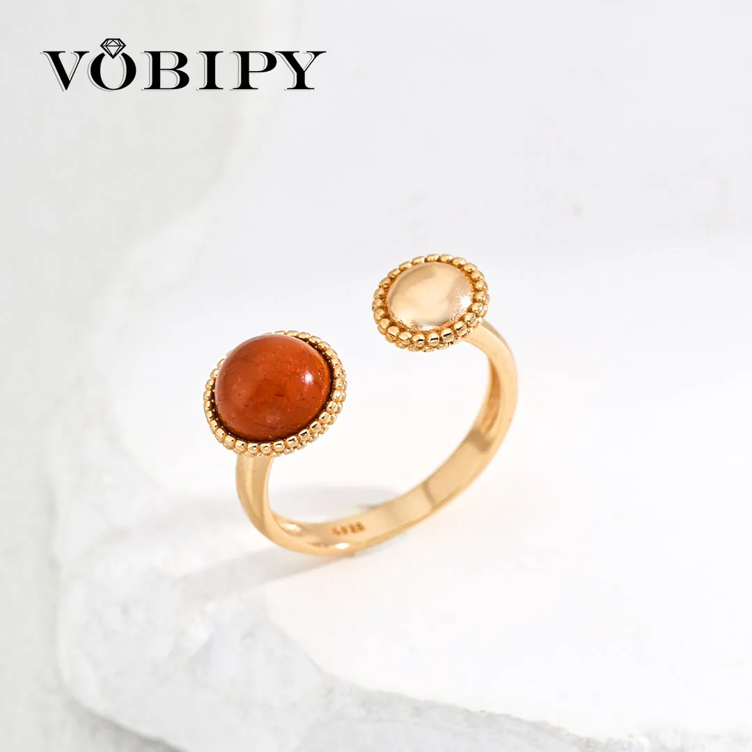 

VOBIPY 925 Sterling silver Red Onyx Ring For Women Vintage Design Natural Onyx Stone Adjustable Ring Fashion Jewelry Party Gift