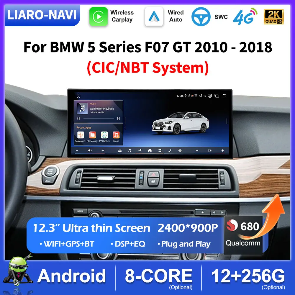 Android Auto 12.3 '' for BMW 5 Series F07 GT 2010 - 2018 CIC NBT System Car Video Multimedia Player GPS DSP BT Auto Accessories