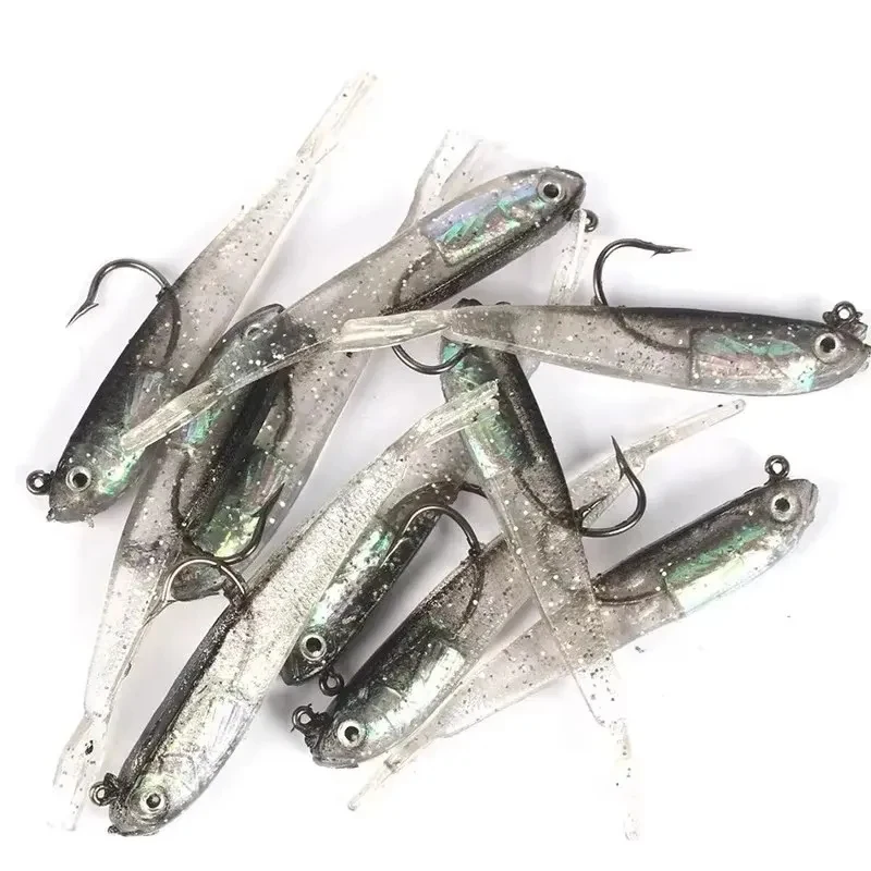 5/10/20 Stück Weichköder 7cm/6g mit geteiltem Schwanz, Bleifisch-Swimbaits mit Haken, Silikon-Kunstköder für Salzwasser