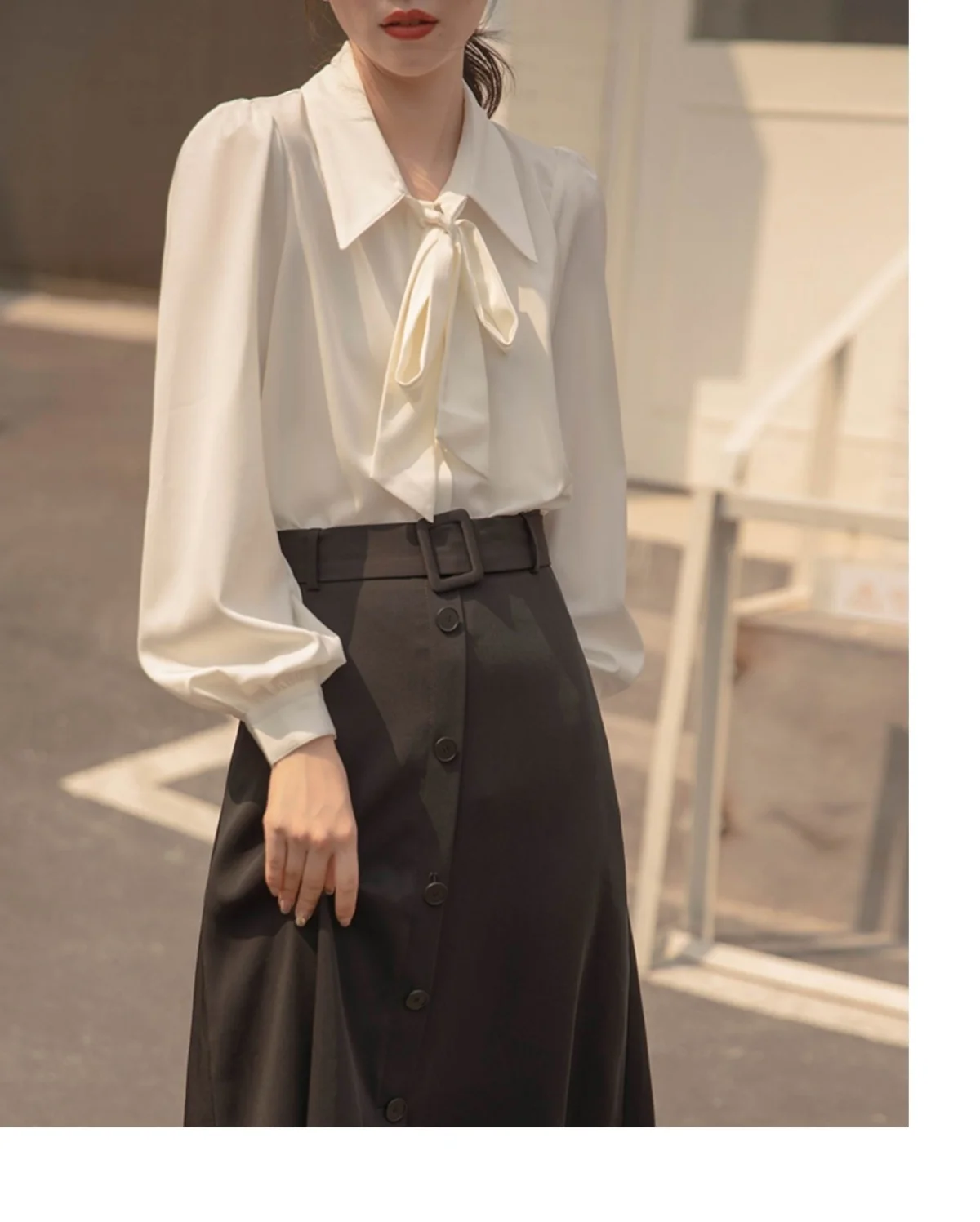 قمصان نسائية طويلة الأكمام من الشيفون بأزرار سفلية، تصميم محايد كبير الحجم، مريح مناسب للخريف، مريح للاستخدام اليومي