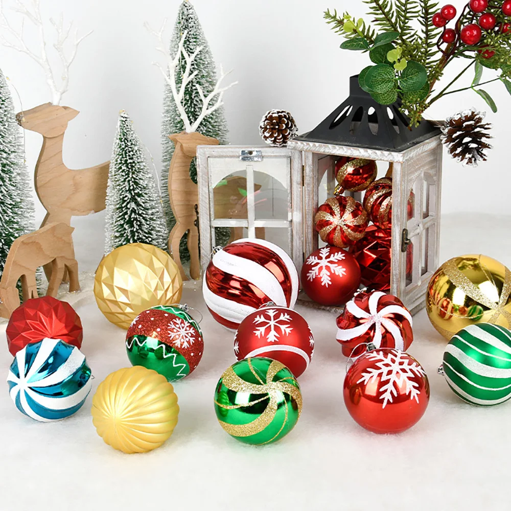 Christmas Decorations Balls 5/6/8/10/12cm Christmas Tree Birthday Party Kids Ornaments Wedding Supplie PVC Hanging Pendant Ball