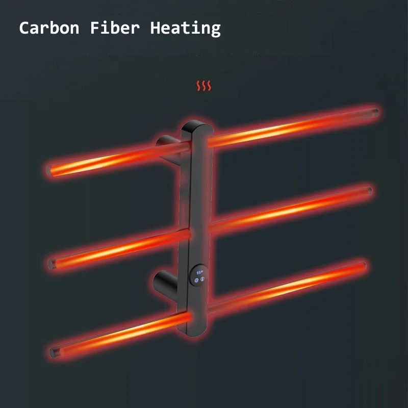 Imagem -05 - Toalheiro Elétrico de Fibra de Carbono para Banheiro Aquecimento Inteligente e Poder de Secagem Temperatura Constante Preto Ouro Cinza Prata 68w