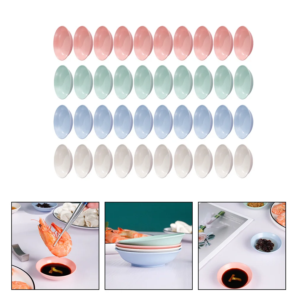 40 Uds. Platos para salsa de paja de trigo, cuencos para condimento, plato multifuncional para salsa de soja, condimento de comida de mostaza
