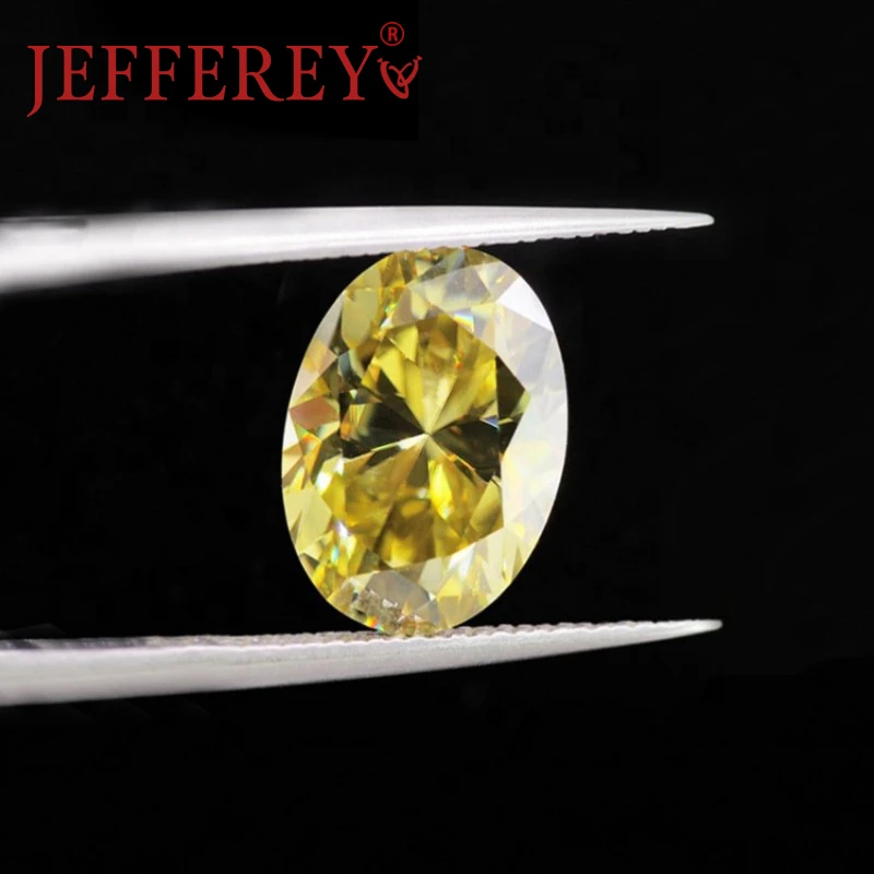 

Yellow Color Moissanite Loose Stone Oval Cut Lab Grown 1CT- 8CT Gemstone Pass the Diamond Teste with GRA Certificate Jewelry