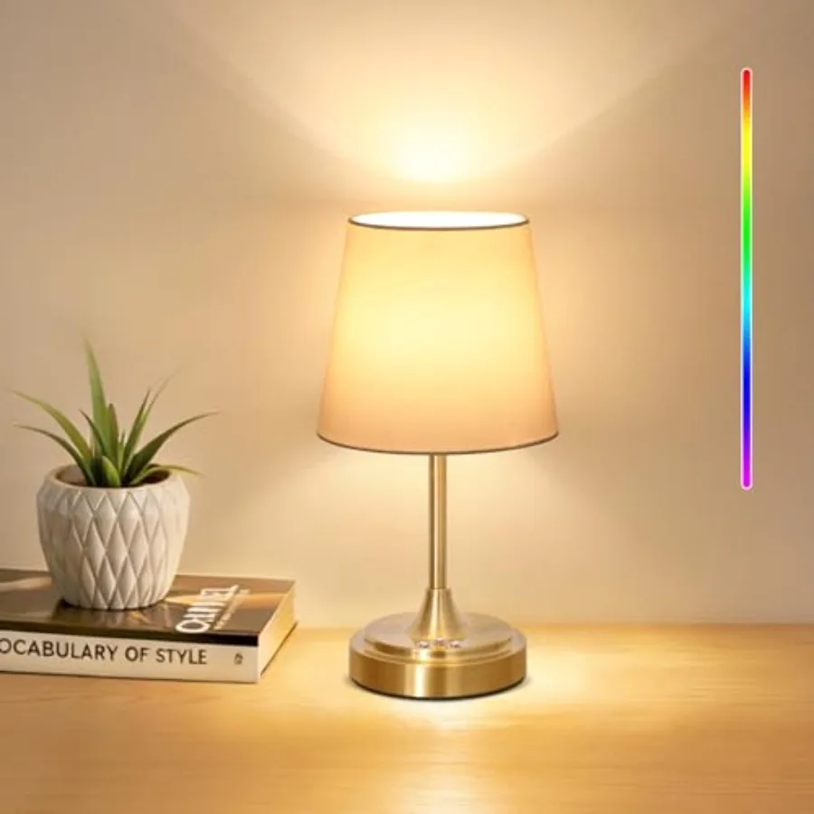 

Small Cordless Table Lamp Rechargeable5000mAh Battery Operated Desk Lamp 3 Colors and 7 RGB Stepless Dimmable Touch Ambient Lig