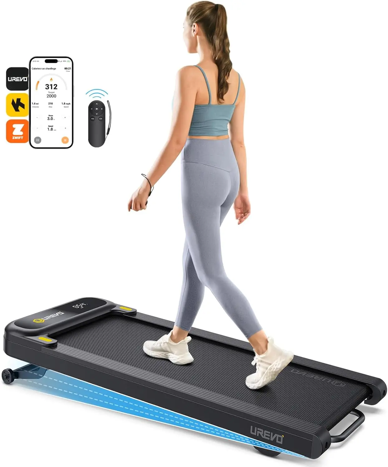 

Walking Pad Treadmill with Auto Incline, Under Desk Treadmill, Treadmills for Home Office, with 9 Level Incline