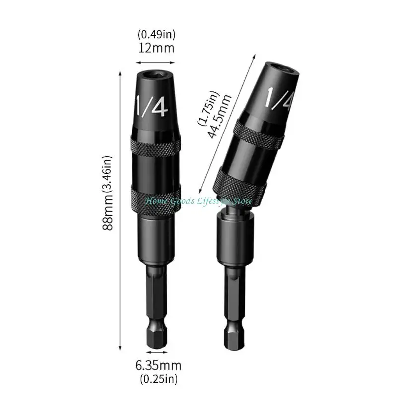 E74E 6.35mm Bit Extension Adapter Pivoting Bit Tip Holder for Power Tool