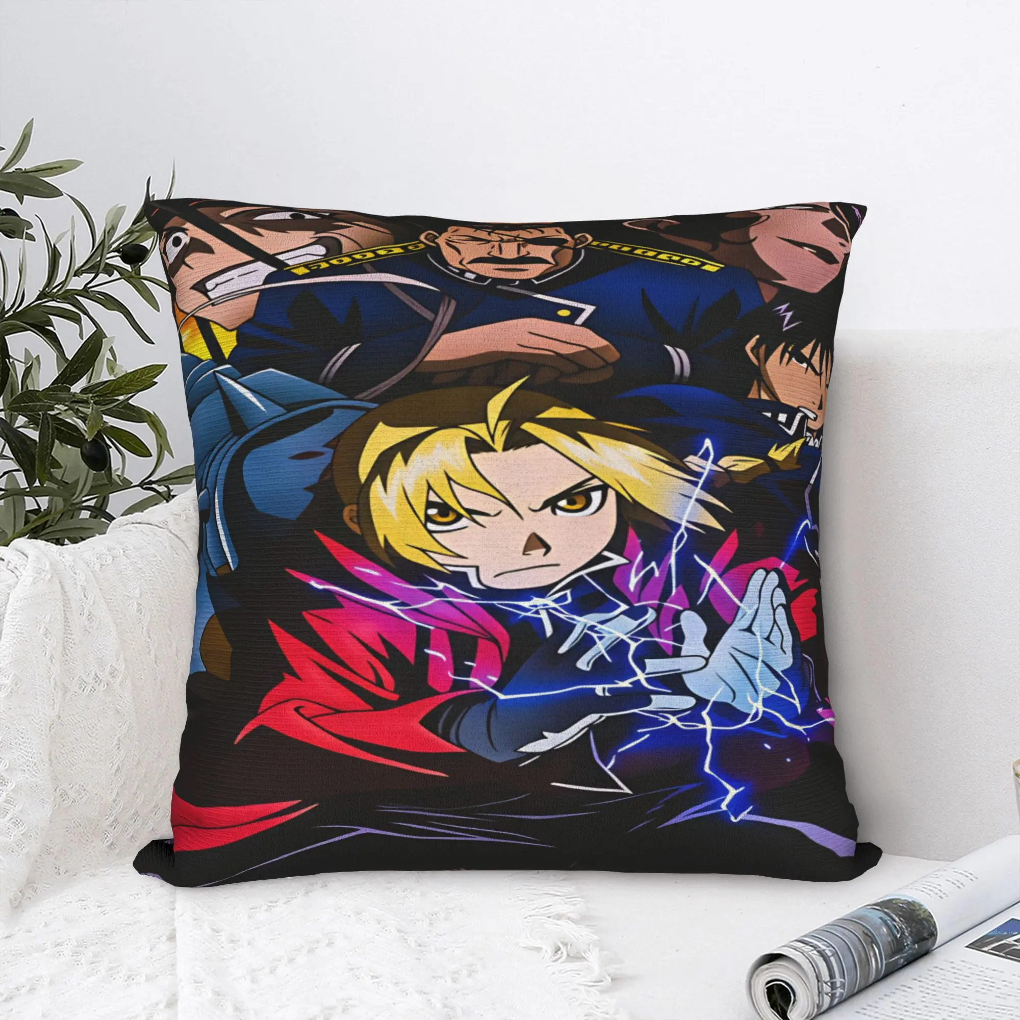 Roy Mustang Pillow Case Fullmetal Alchemists Soft Pillow Cover Retro Trendy Cushion Cover For Office Car Home Decor