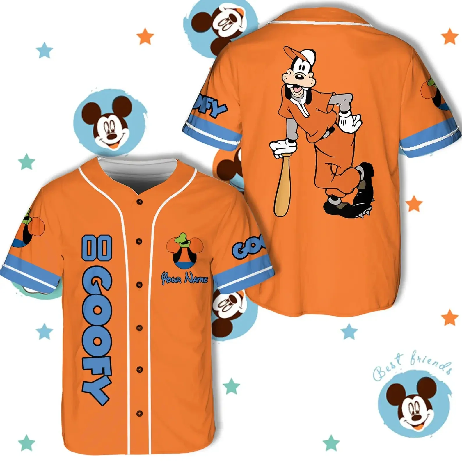 MINISO Disney Baseball Jersey Game Day Baseball Jersey Mickey Minnie Stitch Baseball Jersey Mens Womens Kids Short Sleeve Shirts