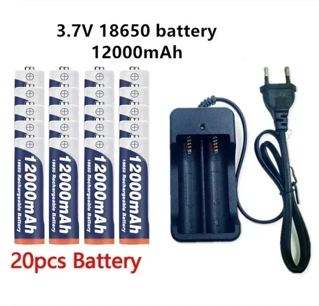 18650 battery 3.7V 12000mAh rechargeable Li-ion battery for Led flashlight Torch batery lithium battery charger