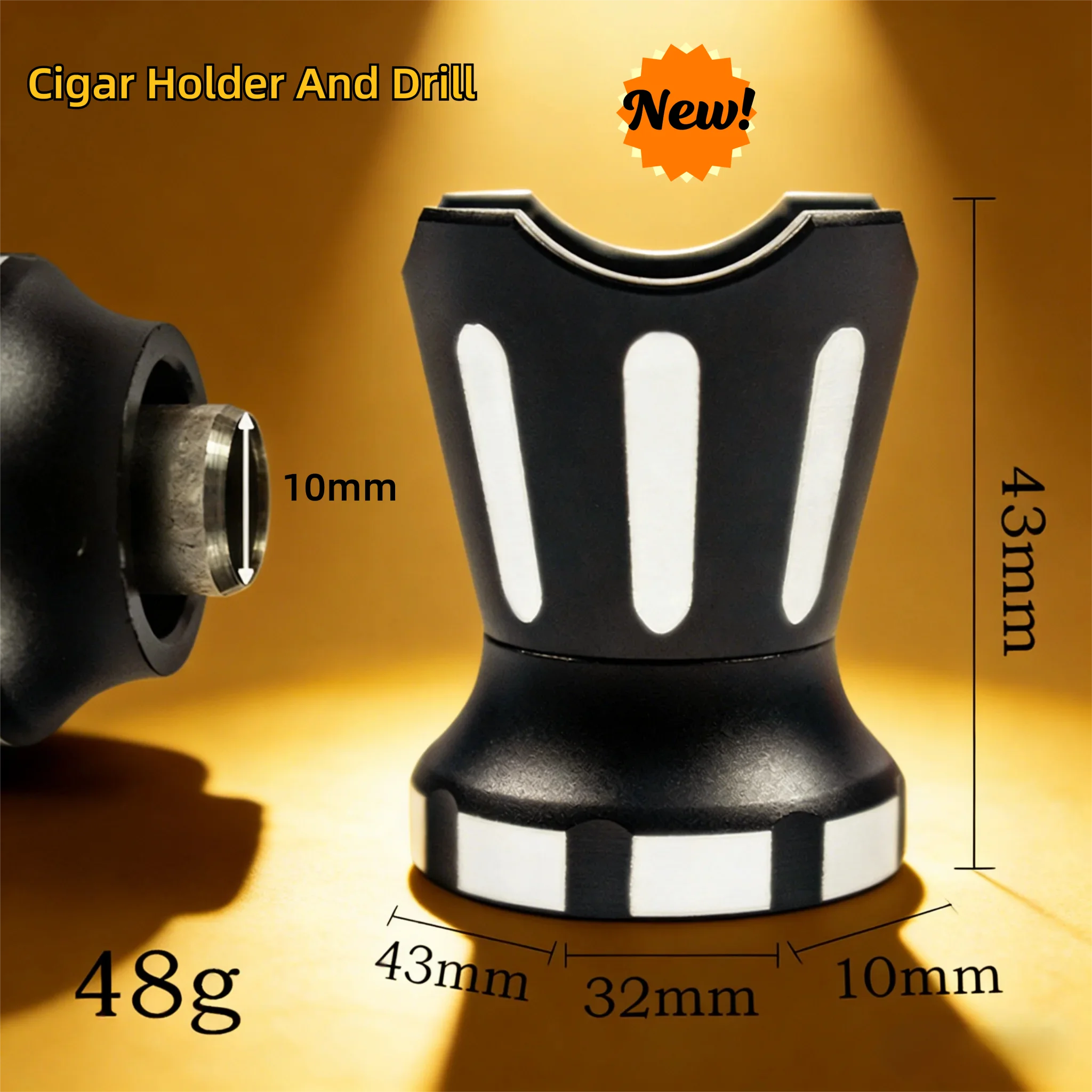 

Cigar Holder with Large-Bore Smoke Slot Aluminium Alloy Portable Multi-Functional Crown Cigar Stand Cigar Piercer