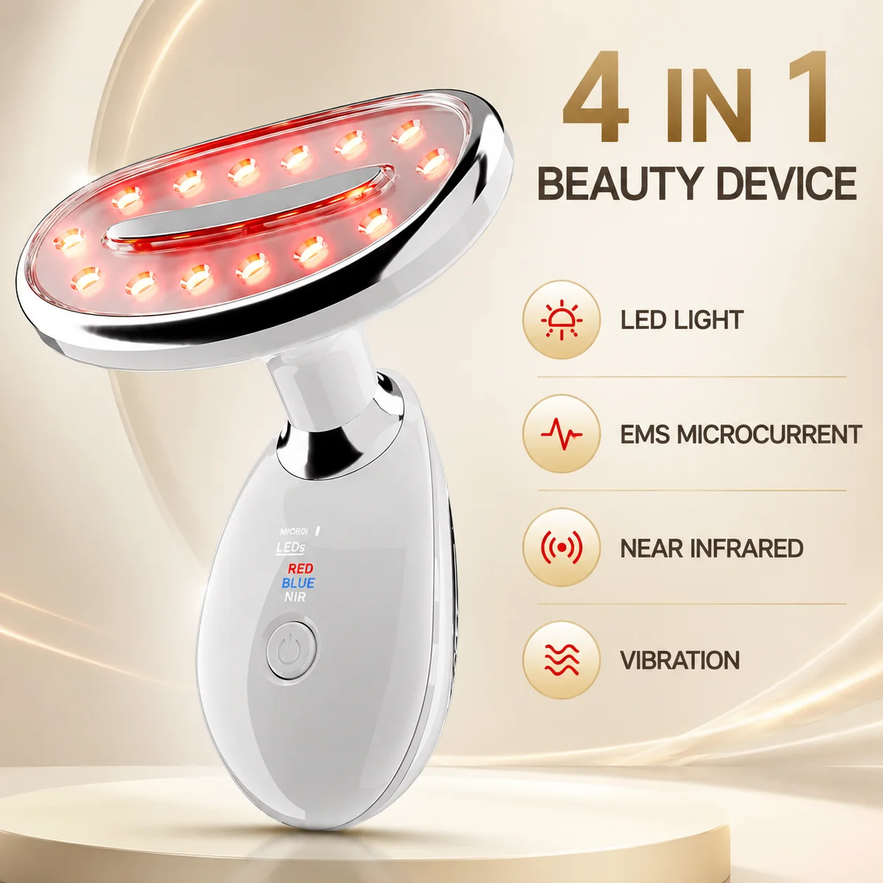 Multifunction Beauty Device LED Light Face Body Skin Care Tool EMS Microcurrent Vibration Massager Red Blue Photon Beauty Device