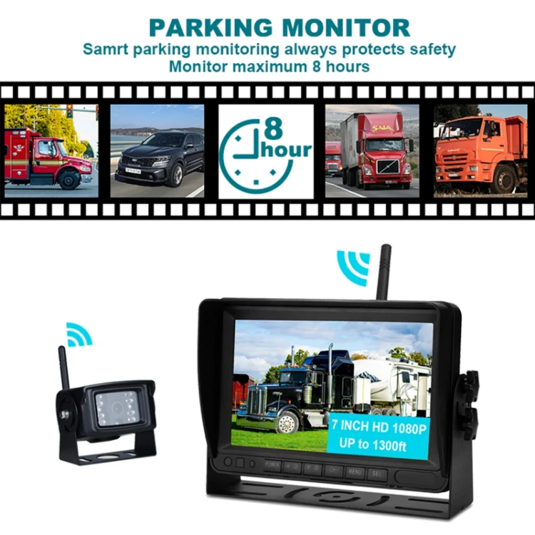 Airow auto Long Range Digital Wireless Backup Camera|Night Vision|1080P HD Reverse System for Truck RV Trailer 7" Split Monitor view 4