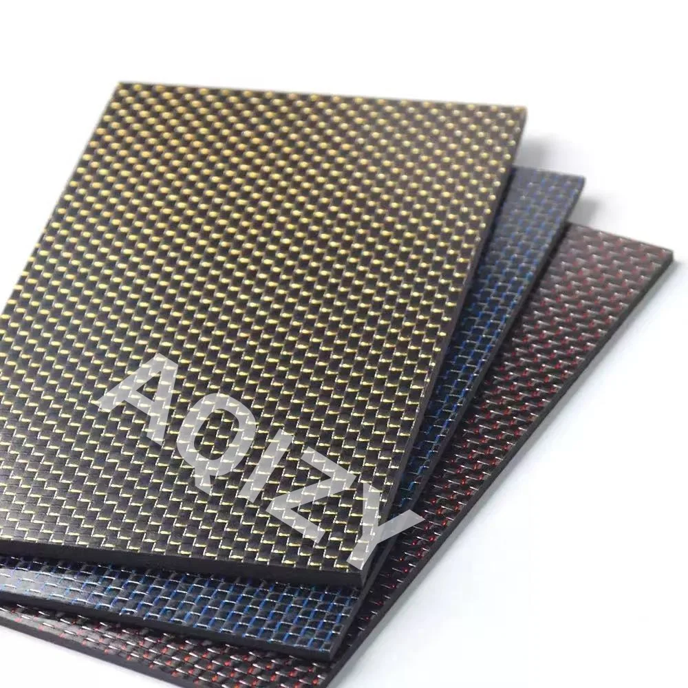 

AQIZY 75x125mm Thickness 0.25-6mm High Quality 3K Color Carbon Fiber Board Sheet Plate Red, Blue, Gold