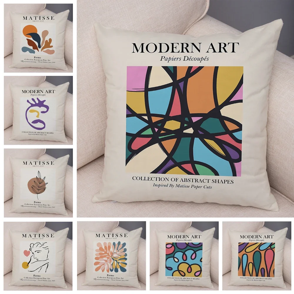 Nordic Style Geometric Pillowcase Soft Plush Decor Matisse Art Cushion Cover for Sofa Home Both Sided Throw Pillow Case 45x45cm