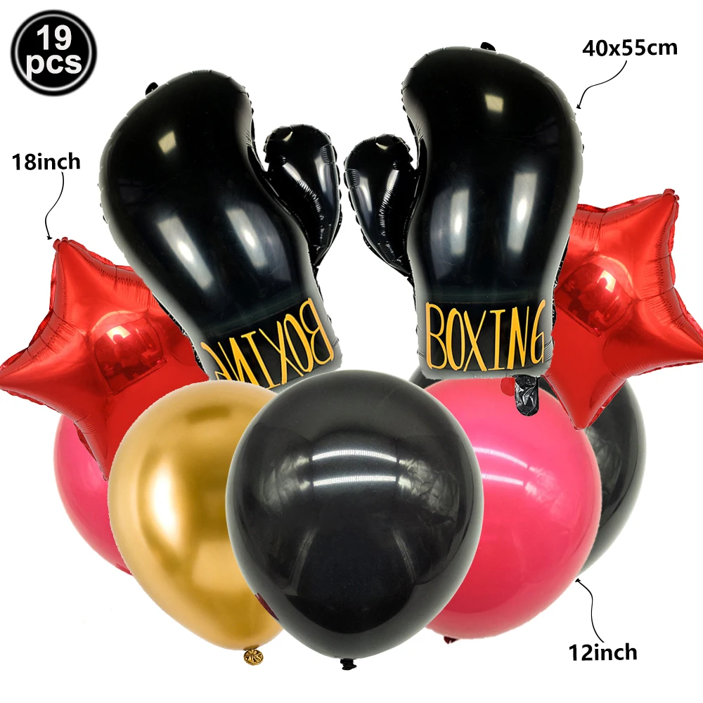 Rot-Schwarze Boxballons für Jungen oder Männer Box-Themen Geburtstagsparty Dekorationen Boxen Wrestling Sport Party Deko Zubehör – Detail 7