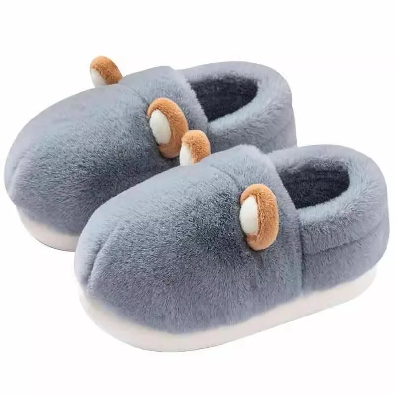 2024 new cotton slippers with wrapped heels female corgi dog home slippers domestic thick soled warm plush shoes male