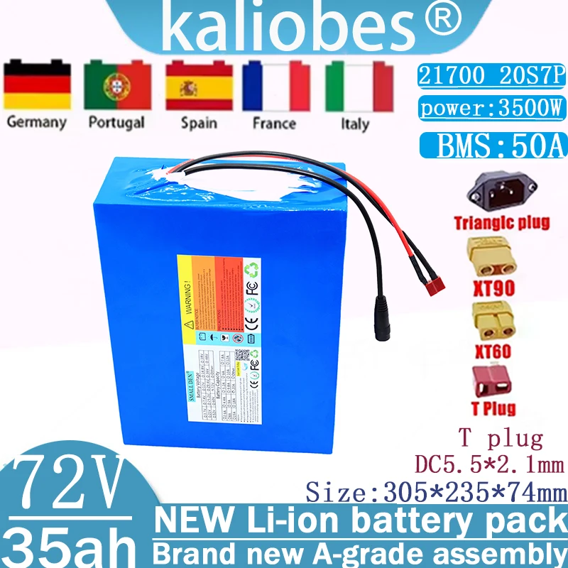 Nowy akumulator litowy 21700 72 V 35ah20S7P z ochroną BMS, odpowiedni do pojazdów terenowych z narzędziami elektrycznymi o mocy 3500 W