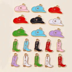 Leslie 10pcs Pretty Girls Cowboy Boots and Hat Charms Pendants for Jewelry Making Necklace Earrings DIY Cowgirl Hat Charm Gifts