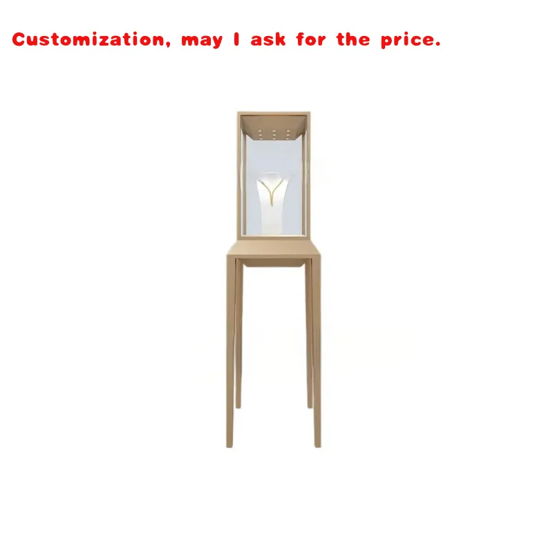 

custom.Stainless Steel Jewelry Shop Display Cabinet Showcase Elegant Glass Jewelry Display Counter with Lights Jewelry