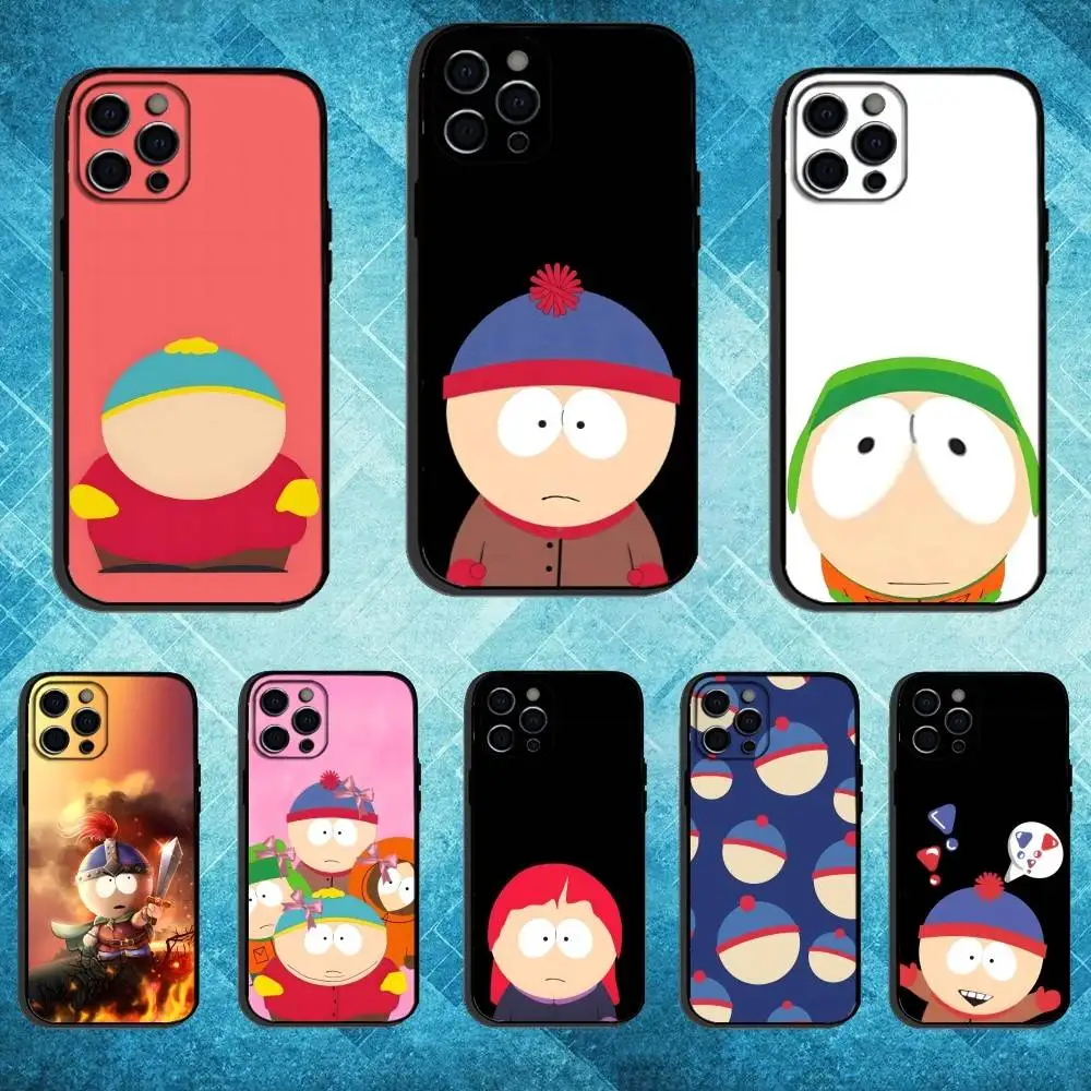 

Funny S-South-P-Park Phone Case For iPhone17,16,15,14,13,12,11 Plus,Pro Max Soft Black Cover