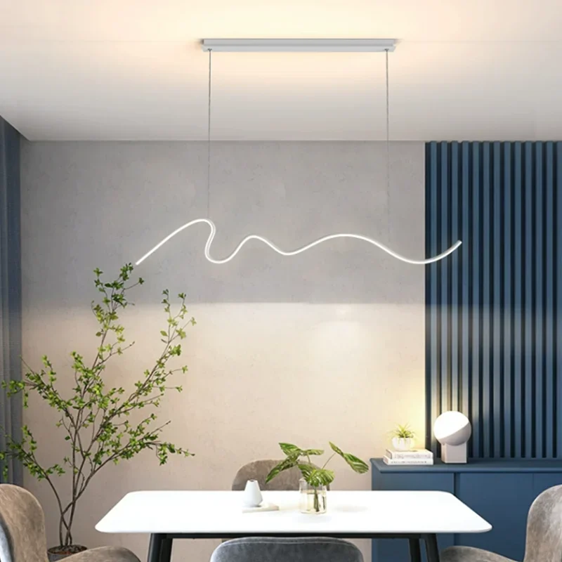 Lampe LED suspendue à ondes longues, design moderne, luminaire décoratif d'intérieur, idéal pour un restaurant, un bar, une table à manger ou un comptoir