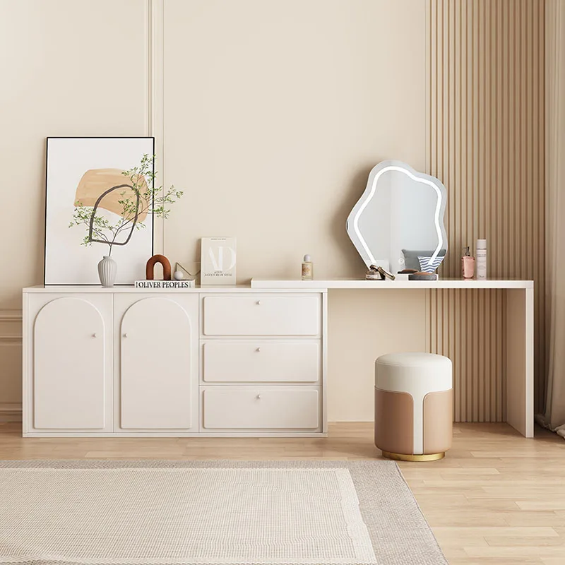 Small Vanity Desk Home Furniture Cheap Simple Makeup Dressing Table Wooden Chest Drawers White Dresser Bedside Nail Accent Set