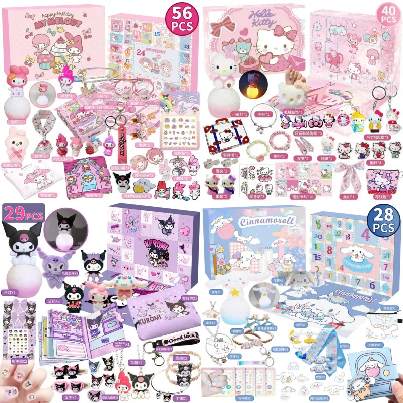 

24 шт. Sanrio Hello Kitty Kuromi аниме Рождественский адвент-календарь Kawaii Sanrio случайные аниме-фигурки брелок подарочная коробка игрушка для девочек