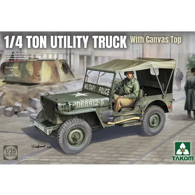 TAKOM 2214 1/35 Scale 1/4 Ton Utility Truck with Canvas Top Assembly Model kit