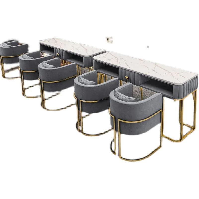 

Light luxury manicure table, Nordic marble manicure table and chair set combination, single and double manicure table, simple