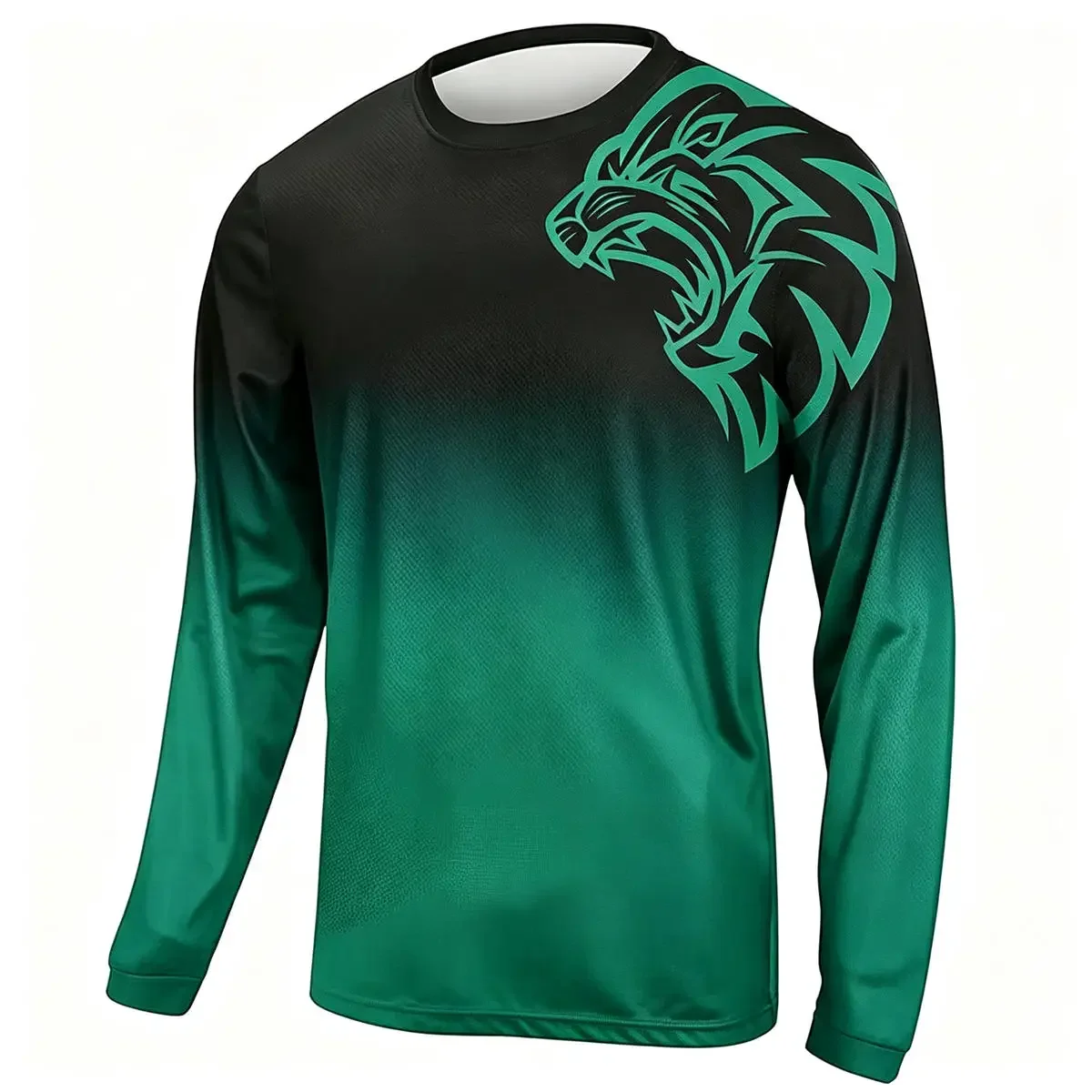 Men's 3D Beast Graphic Long Sleeve T-Shirt Gradient Color Casual Crew Neck Top Harajuku Streetwear Oversized Clothes