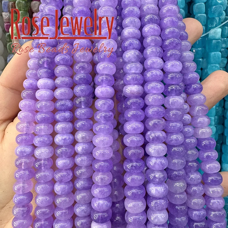 Natural Stone Lavender Amethyst Rondelle Abacus Beads Round Loose Beads for DIY Jewelry Making Bracelet Necklace 5x8mm 15\