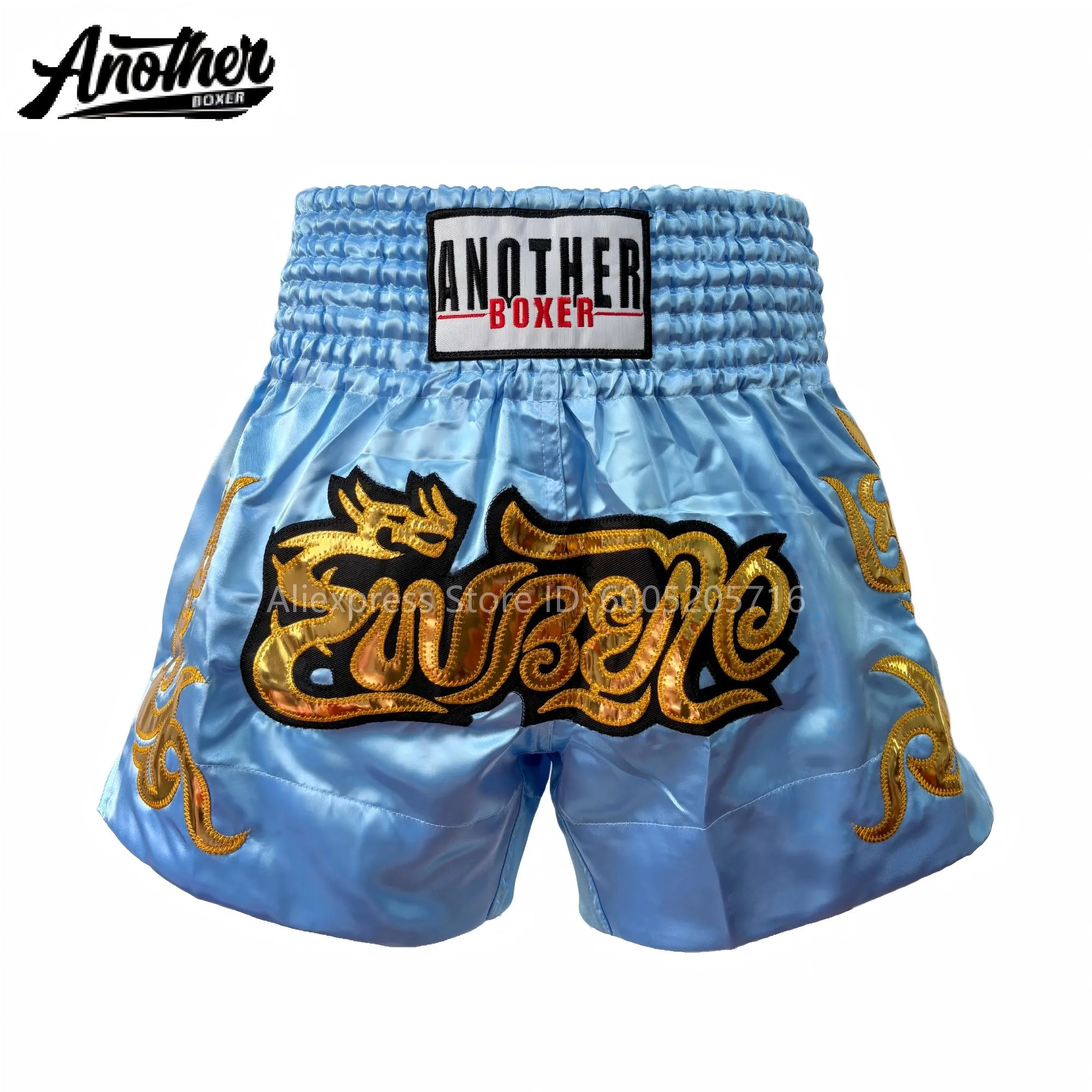 ANOTHER BOXER Muay Thai Fight Shorts Children Women Men MMA Shorts Silk Satin Kick Boxing Gym Training Apparel Sparring Pants