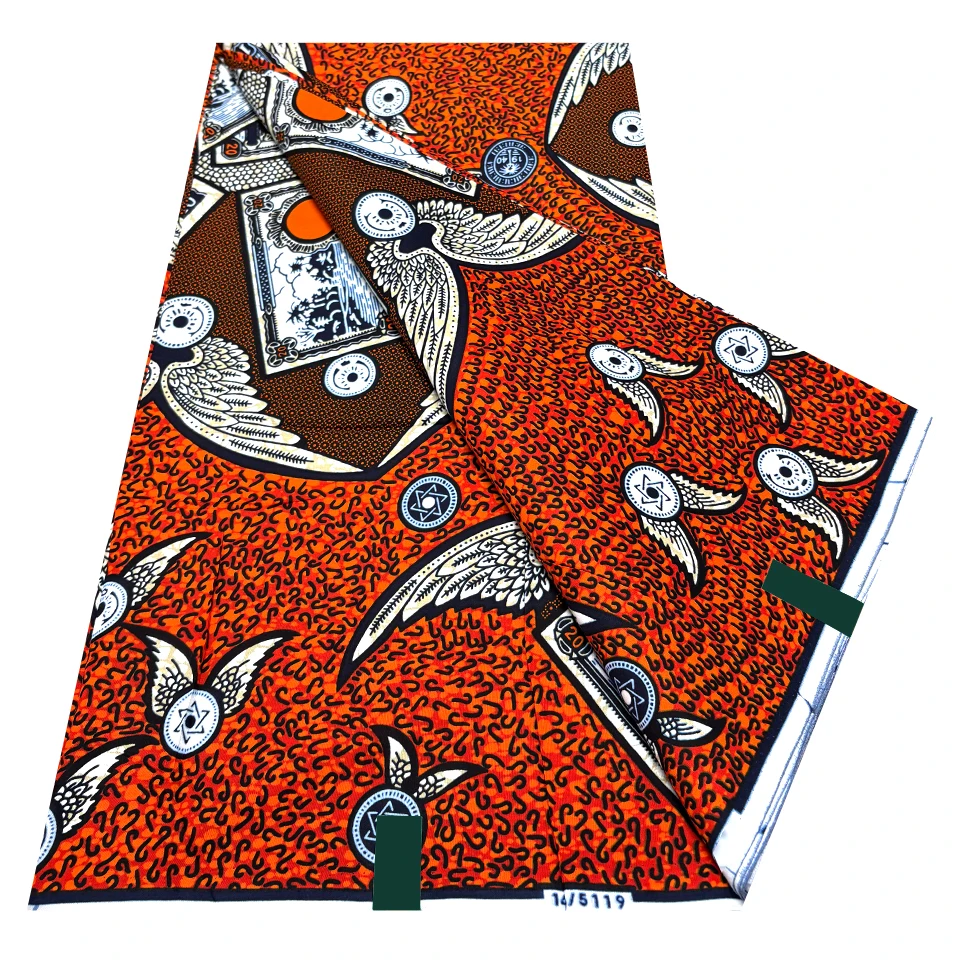 Best Sale Custom Gold Silk Sequin Veritable Cotton Fabric African Wax Print view 5