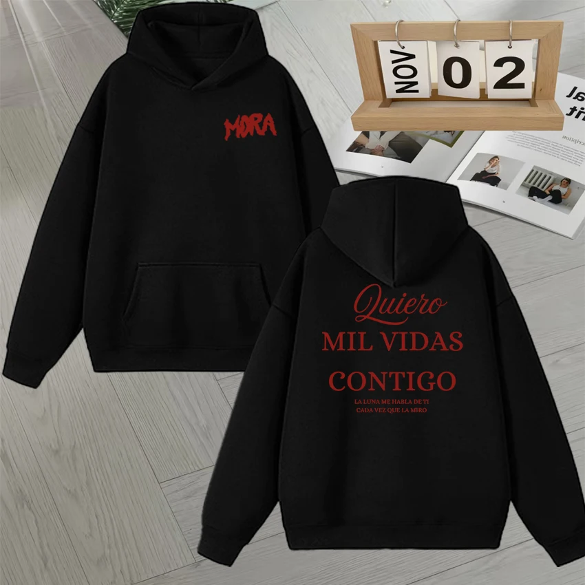 

New Rapper Mora Lo Mismo De La Otra Vez Tour Album Graphic Hoodie Men Women Autumn Winter Long sleeve Fleece Sweatshirts Unisex