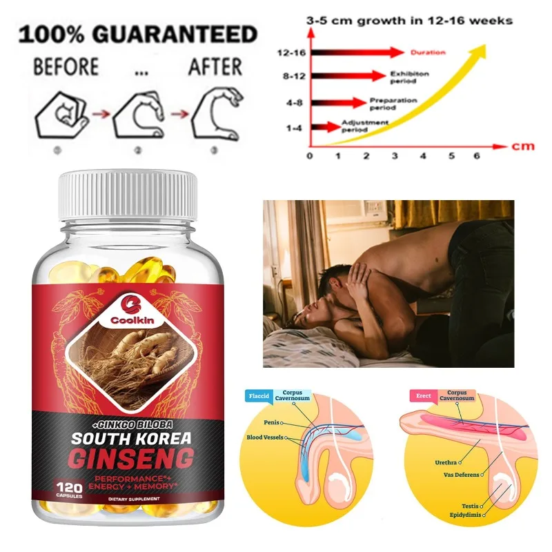 

Vegan Korean Red Panax Ginseng with Ginkgo Biloba Capsules High Potency for Male Natural Health Supplement - Non-GMO-Gluten-free