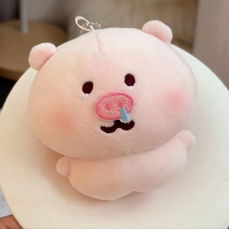 Kawaii Funny Snotty Pig Plush Keychain 2 Styles Soft Fluffy Runny Nose Pig Charm Perfect for Backpacks and Daily Accessories.