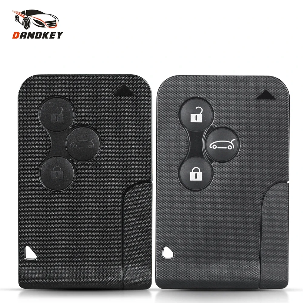 Dandkey 10PCS For Renault Clio Logan Megane 2 3 Koleos Scenic 3 Button Smart Card Case Black Car Key Fob Shell With Small Key