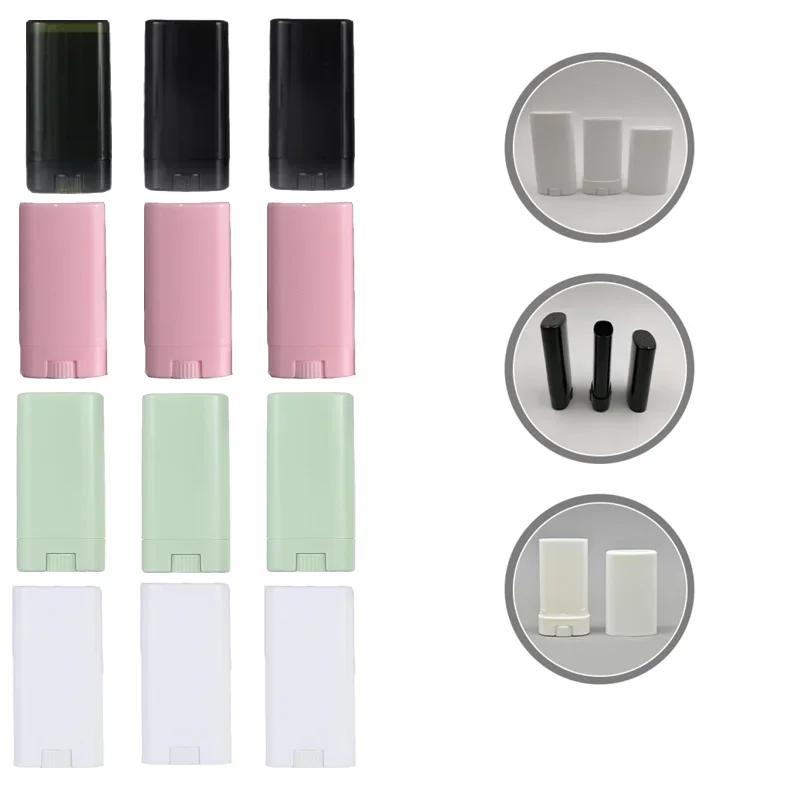 

50Pcs 15g Empty Deodorant Container Oval Plastic Lip Balm Tube Twist-Up Tubes Lipstick Tube 0.5 Oz Filling Deodorant Stick