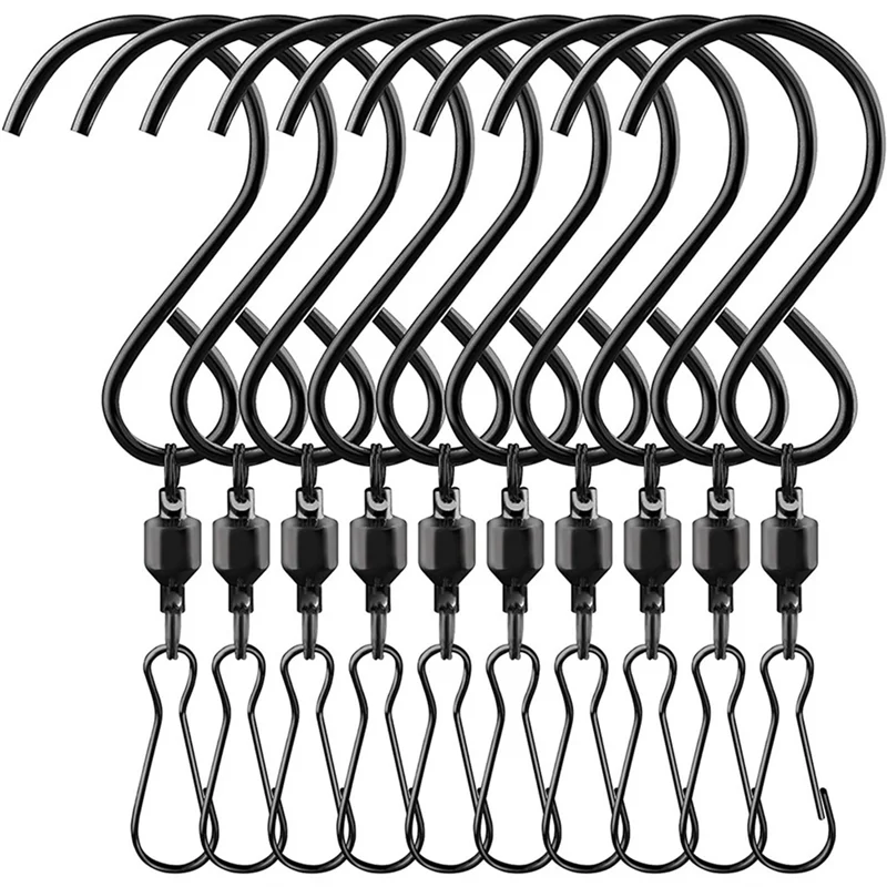 

A50P-30Pcs Stainless Steel Swivel Clip Hanging Hook Multifunction S Shaped Hanger for Wind Chimes Bird Feeder Solar