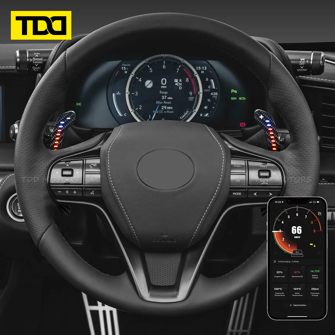 TDD Motors Carbon Fiber LED Magnetic Paddle Shifters For Lexus UX200,ES300,ES350, NX350,RX. LC500