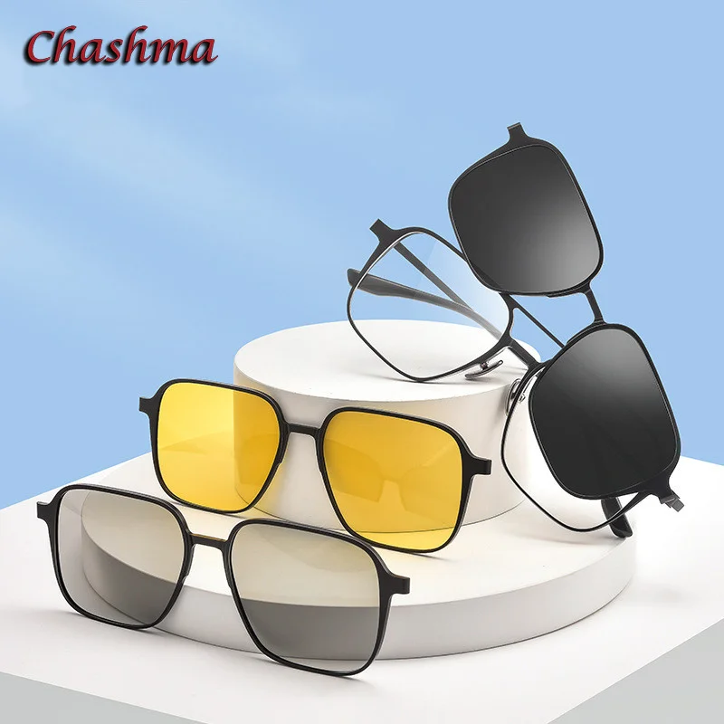 Chashma Polarized Eyeglasses Magnet Sunglasses Lenses Titanium Spectacle Quality Optical Frame Prescription RX Crystal Glasses