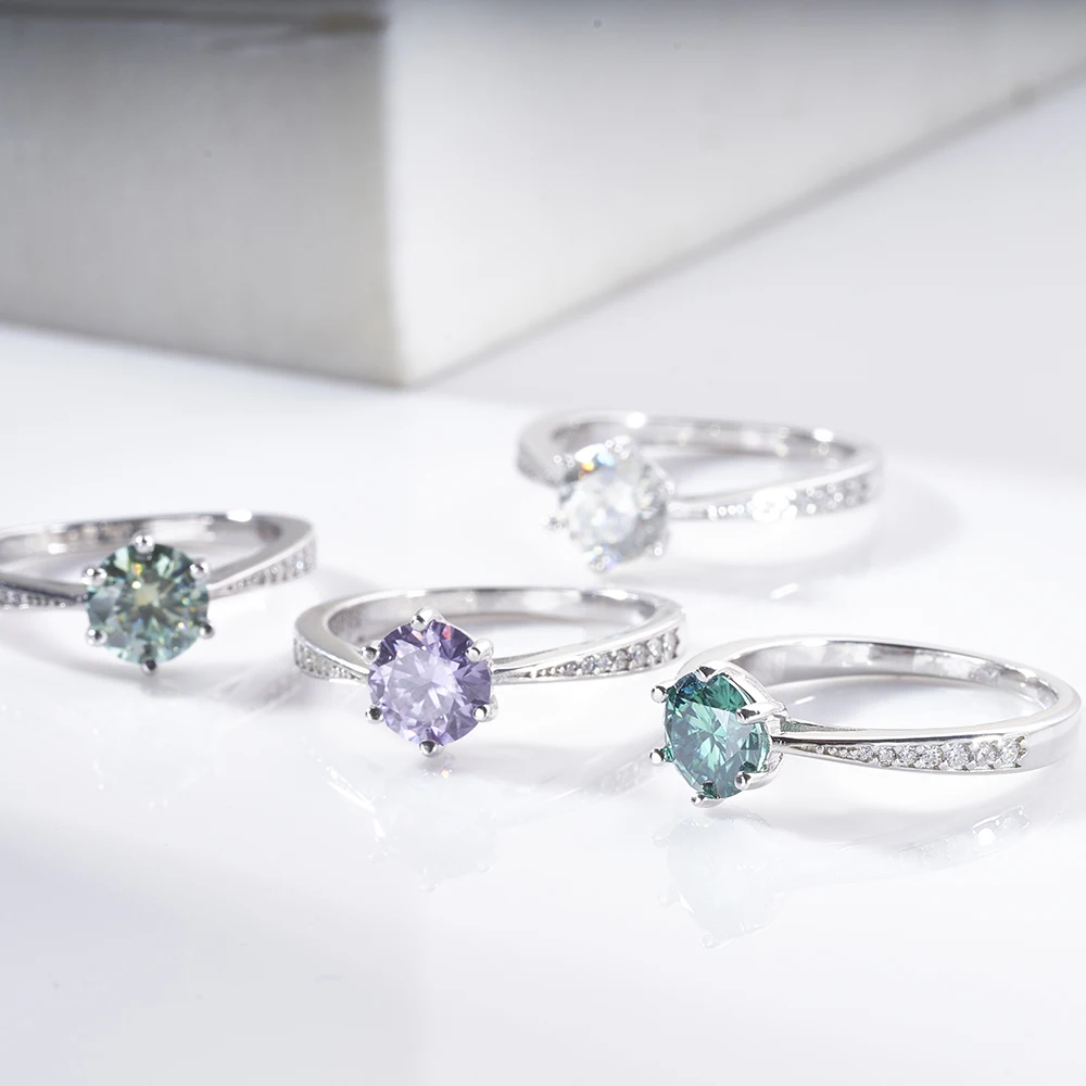 925 Silver 1-3 ct Excellent Cut Purple Green D Color Moissanite Ring Wedding Ring for Women Fine Jewelry dating party gift