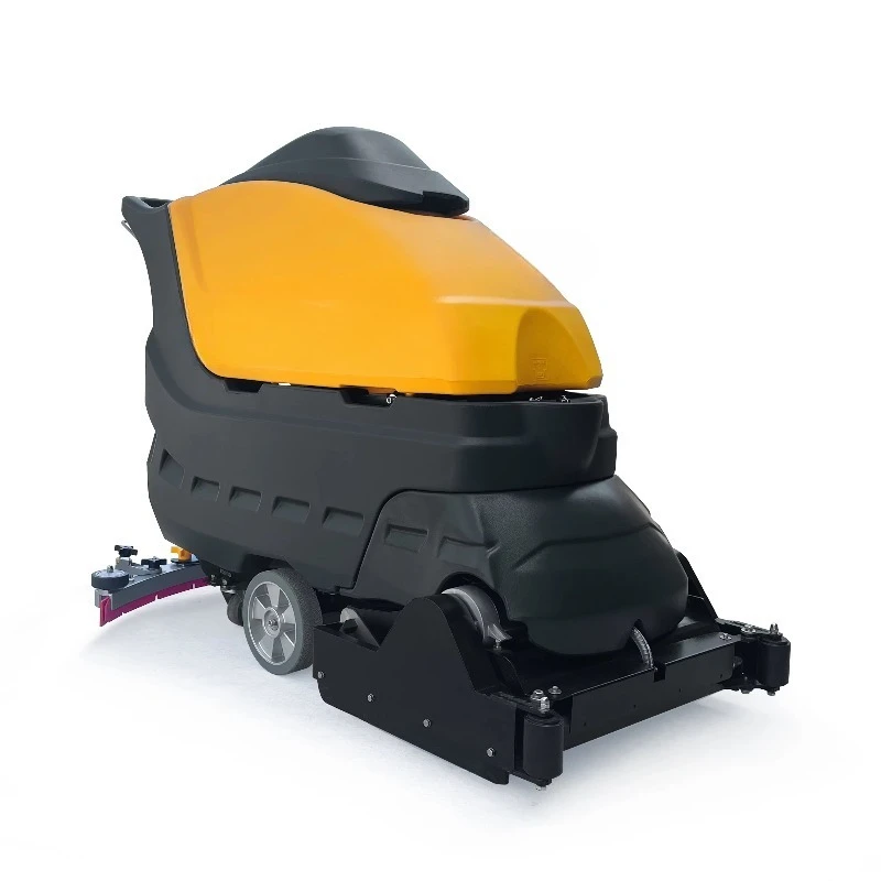 Hot Selling Elektrische Walk-Achter Vloer Scrubber Veegmachine Machine Aluminium Schraper Hark Ontwerp Hand-push Reinigingsmachine