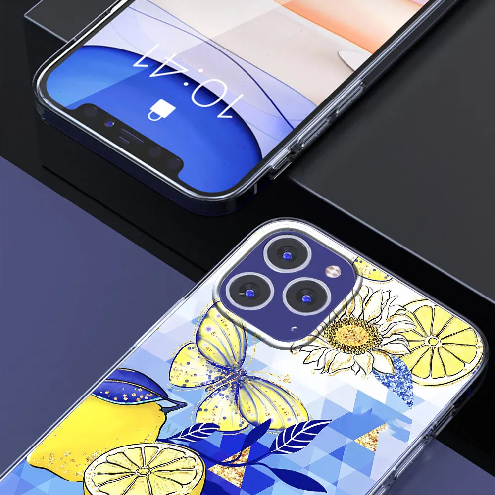 Mediterranean Lemon Fudna for Apple iPhone 11 15 Plus 13 12 Mini 7 8 X XS XR 14 Pro Max Clear Silicone Phone Case Cover