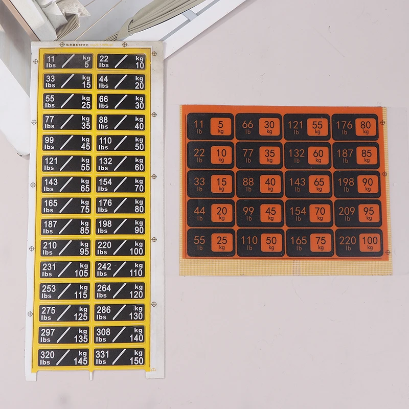 ウェイトスタックラベル 4.5 キロに 150 キロ黒背景白番号重量ステッカーフィットネス機器ジム筋力トレーニング