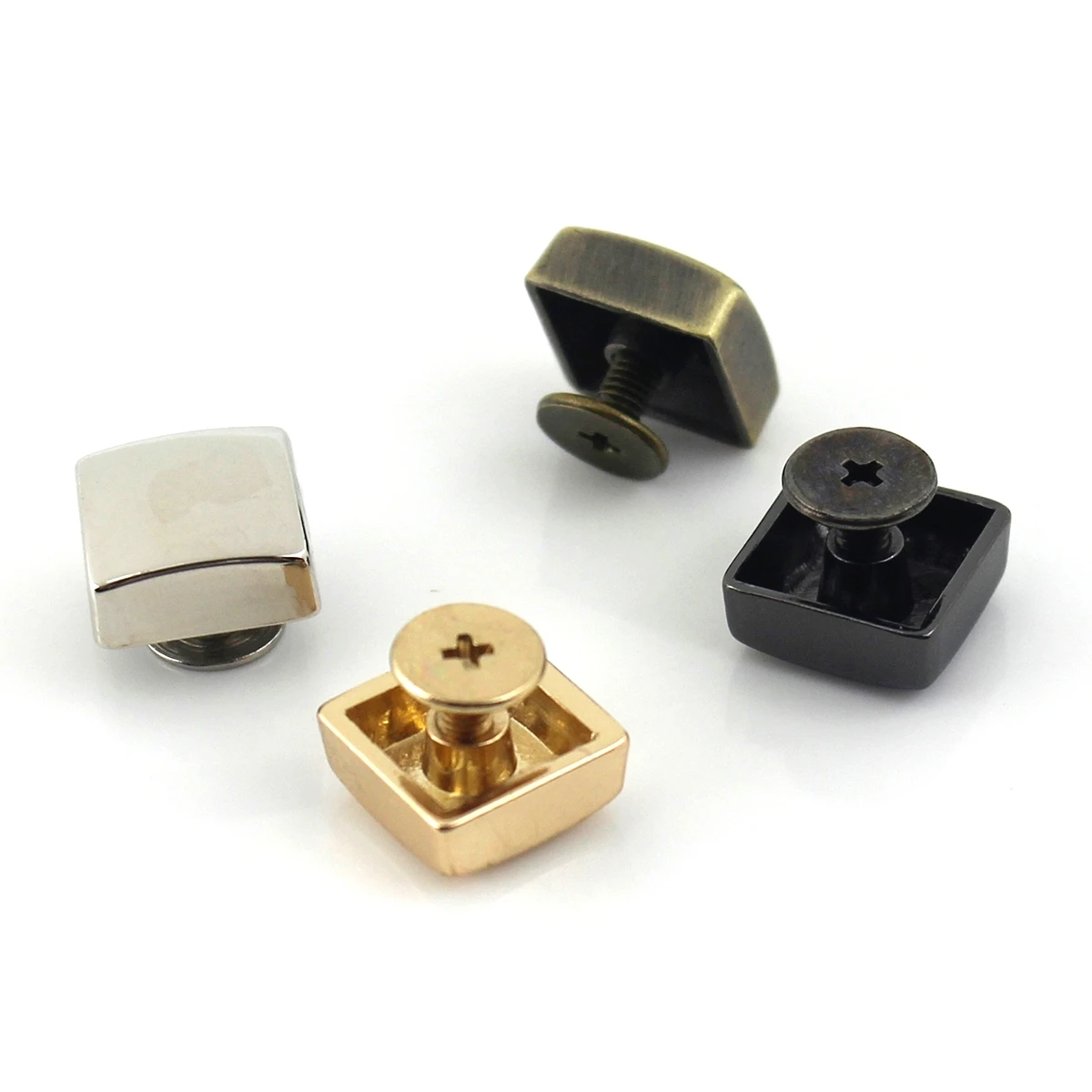 4pcs Metal Square Shape Screw Back Rivets Studs Nail Stud for Garment Leather Craft Belt Wallet Decoration Parts 12mm