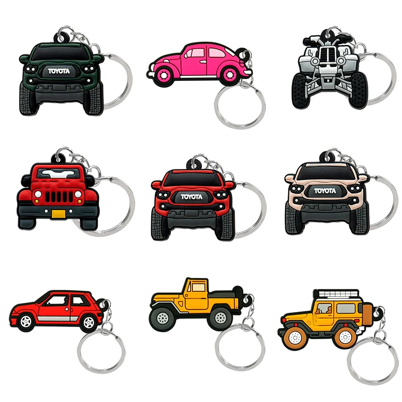 1 PCS PVC Colorful Car Model Key Chain Vintage car Key Ring SUV Key Holder Creative Bag Pendant Accessories Children's Gifts