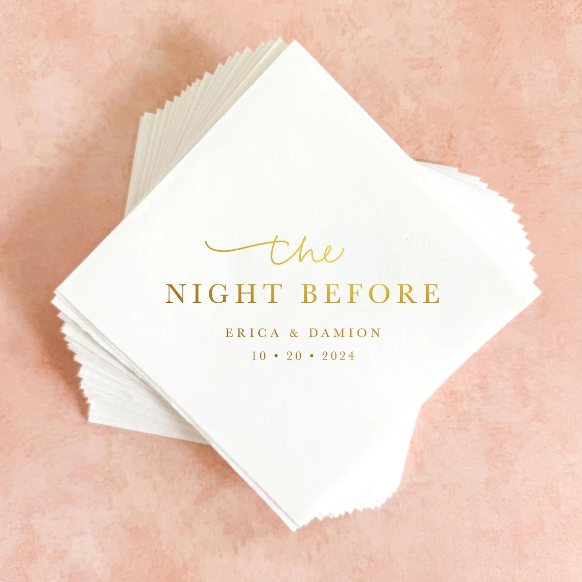 50pcs Rehearsal Dinner Cocktail Napkins || Personalized Gold Foil Wedding Napkins, Welcome Party, The Night Before